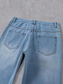 Manfinity Denimwave Quần jeans ống đứng loe dành cho nam, có họa tiết. - Rửa trung bình - Xem 6