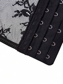 SHEIN Áo corset ren đen có gọng, kiểu dáng cổ điển - màu đen - Xem 6