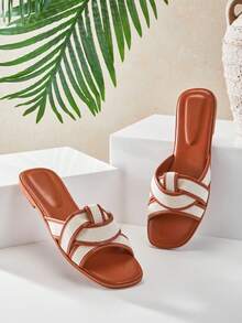 SHUZIA Women's Minimalist Casual Comfy Crisscross Flat Sandals - Maroon - View 5