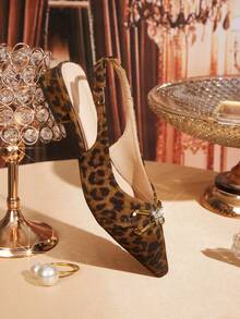 CUCCOO TILAWA Women's New Leopard Print Pointed Toe Stiletto Heel Mule Shoes - Multicolor - View 3