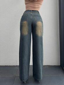 Jeta Ari 女式复古宽松牛仔裤，宽松牛仔裤 - 中等水洗藍 - 查看 2