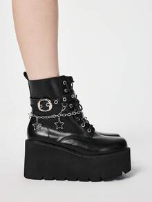 ROMWE Women Ankle Boots & Booties Valentine's Day - Black - View 4