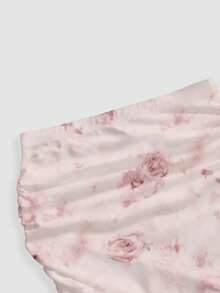 Sweetness 浪漫情人节玫瑰印花褶皱修身鱼尾裙（女款） - 粉色 - 查看 4