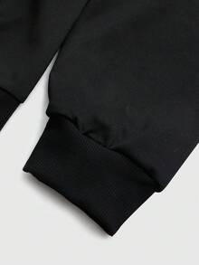 ROMWE MEN Men's Cross Zipper Collar Long Sleeve Casual Hoodie - Black - View 3