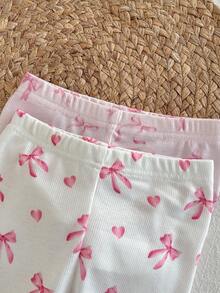 Loomiva 4pcs Newborn Baby Girl Butterfly Pattern Knit Soft Crew Neck Long Sleeve Top And Elastic Waist Pants Set - Multicolor - View 5