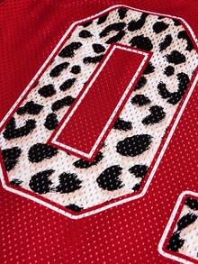 SHEIN Tween Girl Casual Street Style V-Neck Pink Bow Print Graphic Tee - Red - View 4