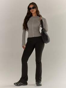 Musera Sport Sport Zip Through Fitted Hooded Long Sleeve Top Active Gym Workout Casual Sonder - Grey - View 6