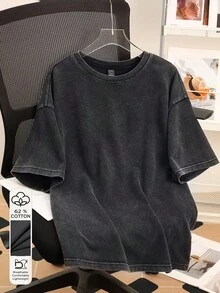 Attitoon Áo thun nữ cỡ lớn màu đen dệt kim in hình bông tuyết, thích hợp cho mùa hè, phong cách cổ điển. - màu đen - Xem 1