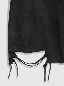 ROMWE MEN Grunge Punk Áo thun nam cổ tròn tay ngắn in hình chữ thập đính đá, họa tiết bông tuyết, thích hợp mặc hàng ngày. - màu đen - Xem 4