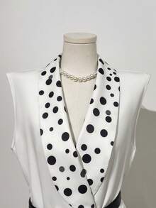 GlowEve 女士夏季通勤休闲波点拼接披肩领双排扣背心