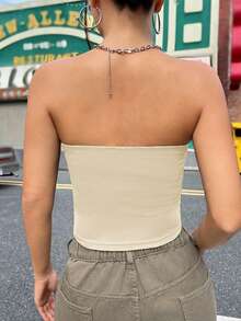 Tseoso 95% Cotton Women's Tube Top Tight Casual Top, Suitable For All Seasons, Apricot Color - Apricot - View 6