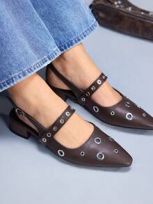 CUCCOO GRLICON Damen High Heel Pumps, Schnallen- und Nieten-Dekor mit Plateauabsatz, Motorrad-Stil Outfit für coole Mädchen, geeignet für Frühling/Sommer, Urlaub, Reisen, 2000er Jahre Stil - Kaffeebraun - Übersicht 1