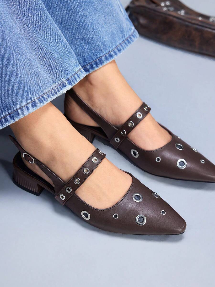 CUCCOO GRLICON Damen High Heel Pumps, Schnallen- und Nieten-Dekor mit Plateauabsatz, Motorrad-Stil Outfit für coole Mädchen, geeignet für Frühling/Sommer, Urlaub, Reisen, 2000er Jahre Stil - Kaffeebraun - Übersicht 1