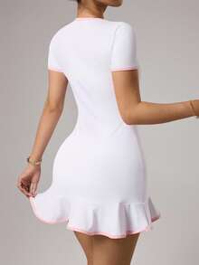 Dewbera Women's Sporty Outdoor Workout Short Sleeve Crew Neck Drawstring Dress With Shorts And Phone Pocket Tennis Dress Pink Tennis Dress With Sleeves Curve Tennis Dress Nautical Tennis Dress Tennis Dress Built In Bra White Tennis Dress Women Spring Outfit Workout Dress Women's Golf Dress Sport Dress White Dress For Women Petite Clothes Golf Dresses Tennis Skirt Dress - White - View 2