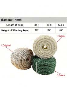 Cuerda de sisal natural, adecuada para reemplazar tableros rascadores de gatos, cuerdas de postes rascadores de gatos, restauración de árboles DIY y reacondicionamiento de muebles. - Blanco - Ver 3