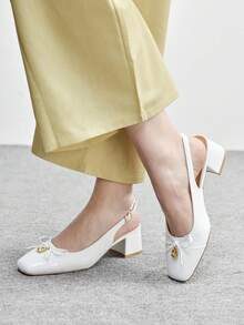 CUCCOO BIZCHIC Sepatu Flat Slip-On Hak Rendah Klasik Wanita, Hitam untuk Natal dan Musim Semi - Putih - View 3