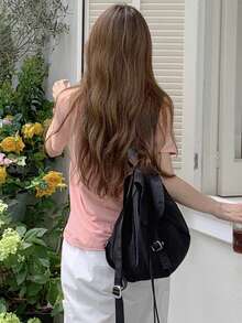 DAZY Women V-Neck Embroidered Short Sleeve Casual T-Shirt - Pink - View 4