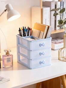 1pc Blue Jewelry Storage Box, Multi-Layer Makeup Organizer,Multi-Tier Valentine Day Sun Travel Cool Back To School - Pink - View 3
