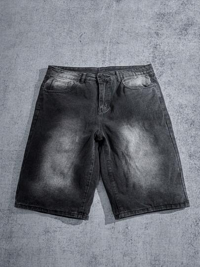 Manfinity ZONE917 男士休闲水洗阔腿牛仔短裤