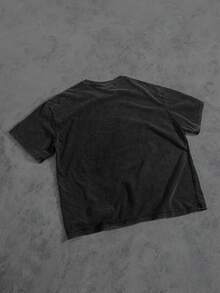 Manfinity ZONE917 男士夏季休闲短袖 T 恤，印有字母和汽车图案，适合朋友 - 深灰色 - 查看 8