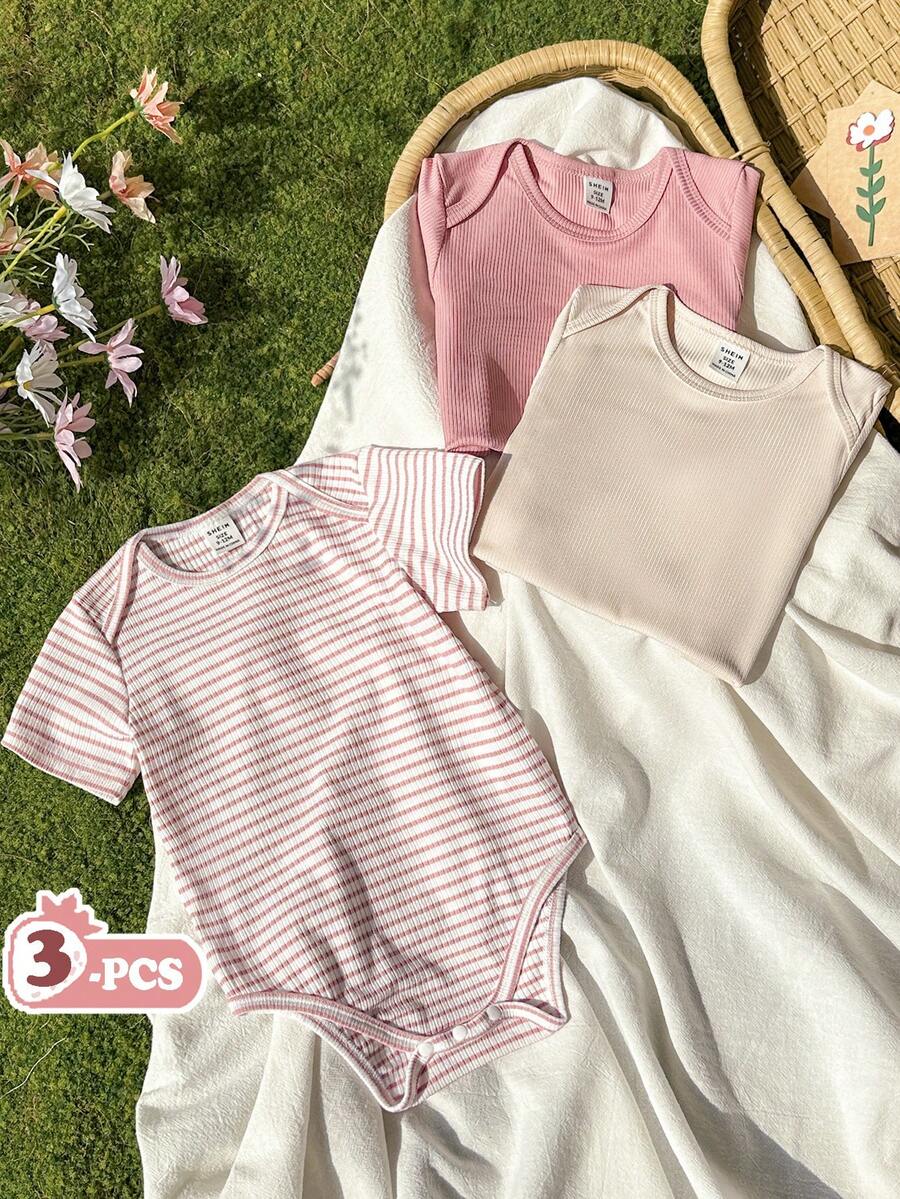 Vintaside Kids 女婴夏季短袖休闲简约连体衣，适合户外休闲、购物、露营和度假穿着 - 彩色 - 查看 1