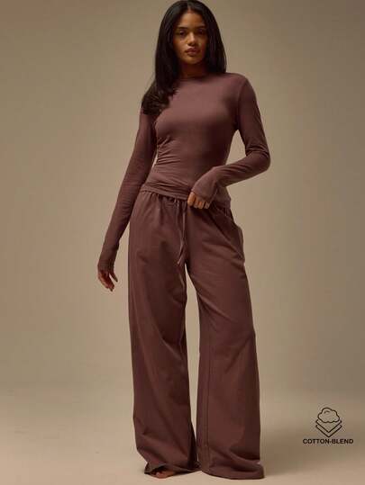 MUSERA ESSENTIALS Relaxed Loose Fit Elasticated Tie Waistband  Cotton Trousers Coord Bottoms Only  Cosy Lounge Cute Everyday Lounge Essential