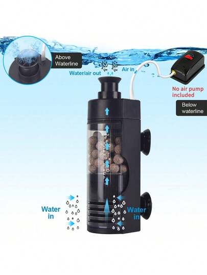 小型水族箱生物海绵过滤器 壁挂式小型过滤器 静音迷你鱼缸过滤器 适用于繁殖幼鱼 斗鱼 虾缸 2-10 加仑（小型）