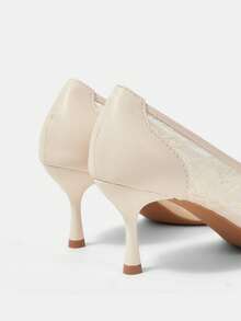 CUCCOO HITCHD Women's Mid Heel Pointed Toe Pumps, Party Shoes Valentine's Day Elegant Shoes - Mesh apricot - View 4