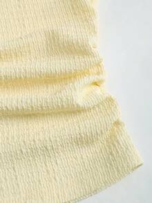 Sweetra 女士万圣节、感恩节、新年、派对、通勤、日常、旅行、度假皆宜。红色紧身上衣，酒红色纹理蕾丝饰边蝴蝶结设计喇叭袖弹力T恤，春/秋/冬季款。 - 淡黃色 - 查看 4