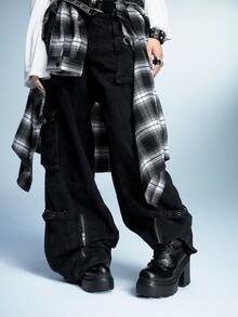 Sugerpunk 女士厚底系带时尚日常高跟踝靴 - 棕色 - 查看 4