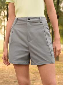 Exploreva Pantalones cortos casuales y de exterior de unicolor para mujer con bolsillos - Gris - Ver 1