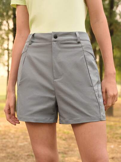 Exploreva 女士纯色休闲户外短裤，带口袋