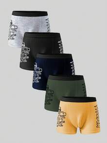 5条/包 青少年男童机械恐龙印花平角内裤 - 彩色 - 查看 3