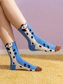 Joivida 1Pc/3pcs High Quality Cartoon Puppy Socks For Women |Dachshund | Poodle | Dalmatian | Thickened Warm Mid-Calf Socks, Soft Home Sleep Socks, Sweet Style Autumn Winter Gift ,Valentine's Day - Multicolor - View 5