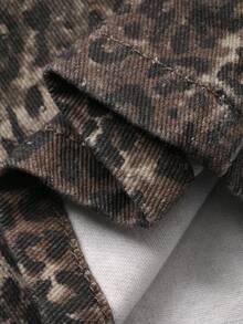 DAZY Women's Leopard Print Slant Pocket Casual Versatile Jeans - Brown - View 7