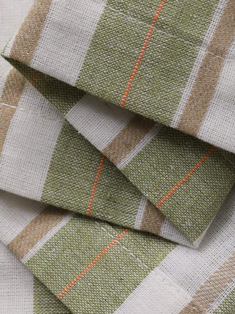 Spring Striped Green Shirt Paired With Pants Men's Pajama Set