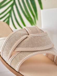 SHUZIA Women's Minimalist Casual Comfy Crisscross Flat Sandals - Beige - View 5