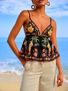 Travachic 女士夏季度假印花系带吊带衫 - 彩色 - 查看 5