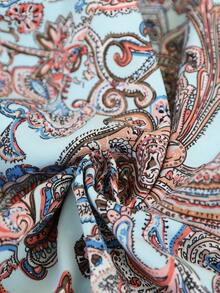 Brillora Summer Beach Tropical Print Guipure Lace Insert Cami Dress - Blue - View 7