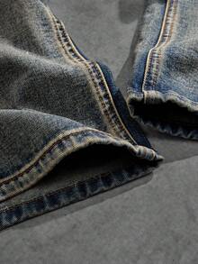 Manfinity ZONE917 Y2K Retro Streetwear Men's Light Blue Washed Loose Distressed Wide Leg Baggy Jeans, For Husband, Boyfriend Gifts Going Out Hang Out Commute Street Urban, Emo Style - Light Wash - View 7