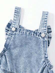 Đầm denim thường ngày cho bé gái, thiết kế mới với chi tiết bướm lớn phía sau, đầm denim màu xanh bạc. - Màu xanh lam - Xem 7