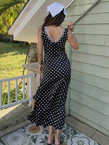 Serisse Women's Casual Polka Dot Print Sleeveless Dress, Suitable For Vacation,,Summer Dress , Spring Outfit Women  , Valentine's Day ,Carnival, Beach,Vacation, Casual,Party,Wedding , Elegant - Multicolor - View 2