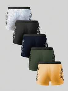 5条/包 青少年男童机械恐龙印花平角内裤 - 彩色 - 查看 2