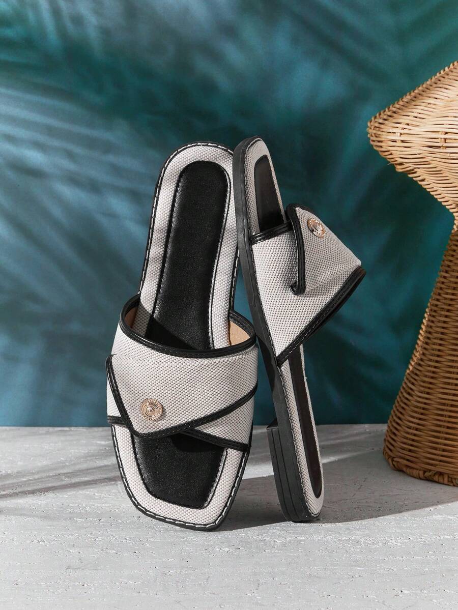 SHUZIA Women's Elegant Fold-Up Upper Slip-On Flat Sandals - Black - View 1