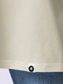 SUMWON Oversized Soft Tee For Girls Relaxed Fit Round Neck Short Sleeve Casual Everyday Top Vacation - Beige - View 5