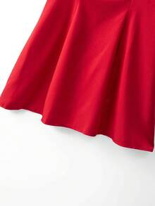 Franclia 女士优雅珍珠装饰派对礼服，红色连衣裙，新年礼服 - 紅色 - 查看 5