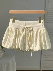 Comfortcana 夏季休闲波点印花短裤，女士夏季款 - 杏色 - 查看 5