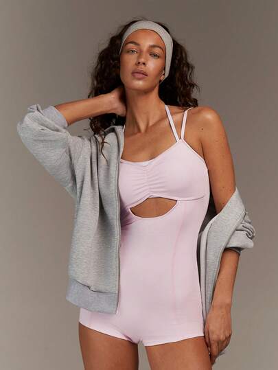 VARSIVA 女士纯色褶皱镂空设计吊带连体衣