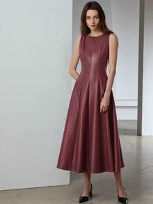 Aveloria Modichic Đầm không tay thanh lịch và sang trọng với thiết kế thắt eo, tôn dáng và làm thon gọn vóc dáng. - Màu Đỏ Sâu - Xem 5