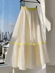 GlowEve Ladies Weave Summer Skirts For Vacation - Apricot - View 2